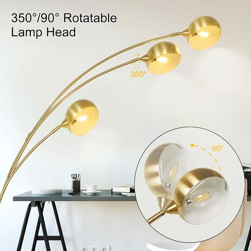 DINGLILIGHTING DLLT 5 Head Arc Floor Lamps for Living Room, Spider Lamps with 5 Adjustable Arms, Modern Tree Standing Lamp for Bedroom, Office, 3 Brightness Level, Warm White, Sliver in Saudi Arabia