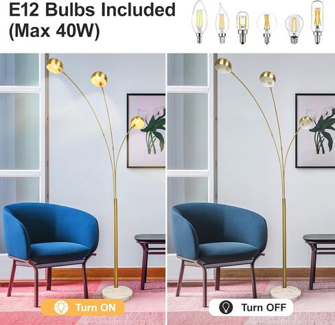DINGLILIGHTING DLLT 5 Head Arc Floor Lamps for Living Room, Spider Lamps with 5 Adjustable Arms, Modern Tree Standing Lamp for Bedroom, Office, 3 Brightness Level, Warm White, Sliver in Saudi Arabia
