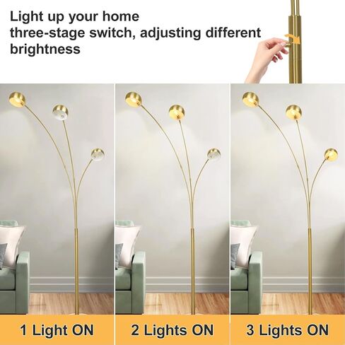 DINGLILIGHTING DLLT 5 Head Arc Floor Lamps for Living Room, Spider Lamps with 5 Adjustable Arms, Modern Tree Standing Lamp for Bedroom, Office, 3 Brightness Level, Warm White, Sliver in Saudi Arabia