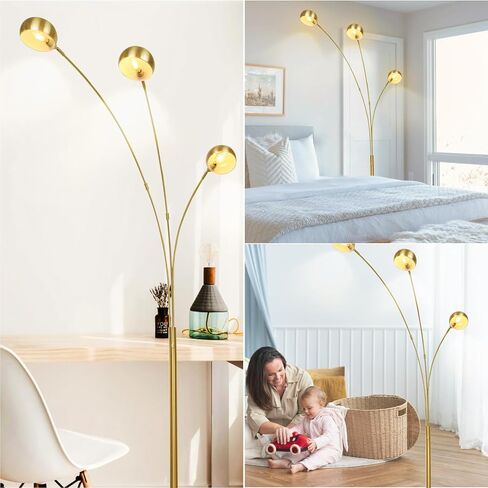 DINGLILIGHTING DLLT 5 Head Arc Floor Lamps for Living Room, Spider Lamps with 5 Adjustable Arms, Modern Tree Standing Lamp for Bedroom, Office, 3 Brightness Level, Warm White, Sliver in Saudi Arabia