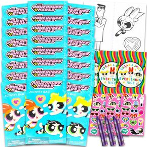 Powerpuff Girls Birthday Party Favors Set - Bundle with 24 Power Puff Girls Play Packs | Mini Coloring Books, Stickers, and More for Goodie Bags | Power Puff Girls Party Supplies