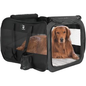 Folding Soft Dog Crate, Collapsible Dog Crate for Large Dogs, Portable Travel Dog Crate, 36"x25"x25" Dog Carrier Travel Bag with Upgrade Fleece Pad