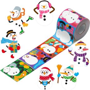 ANGOLIO 300Pcs Snowman Make a Face Stickers Scene Roll in 6 Designs Style with DIY Snowman, Suitable for Classroom School Party Decoration Accessories Back to School Day or Winter Party Gift Supplies