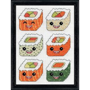 Design Works Crafts Happy Sushi Counted Cross Stitch Kit, White