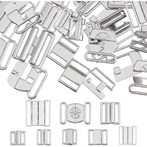 24pcs Front Closing Bikini Clasp 8 Size Metal Bra Hook Replacement Clasp Bikini Fastene Bra Buckle Closing Hook Closure for Bra Making Lingerie Sewing