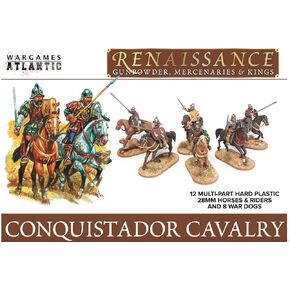 Wargames Atlantic, Conquistador Cavalry and War Dogs, 1:56, 28mm/1.1" Scale Miniatures