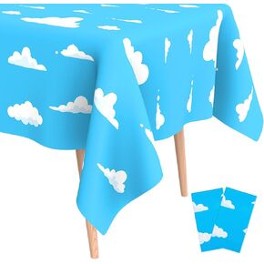 3Pcs Blue Sky and White Clouds Tablecloth Birthday Party Supplies, 54x108 Inch Cartoon Story Tablecloth, Cartoon Tablecovers Party Table Cover for Baby Boy Girl Kids Shower Birthday Party Decorations