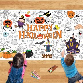 ShyLizard Halloween Giant Coloring Poster for Kids,72 x 31.5 Inch Halloween Coloring Tablecloth,Large Paper Coloring Banner for Boys Girls,Halloween Decorations,Gifts for Kids Party Favors