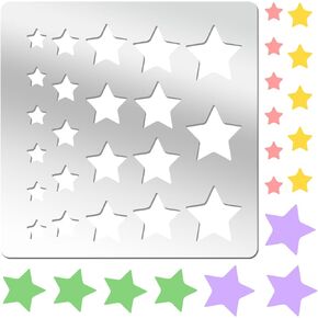 Stars Stainless Steel Stencil 6 x 6inch Metal Stencil Templates Reusable Drawing Template for Painting on Wood Walls Fabric Furniture Canvas Journaling Decor