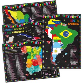 gisgfim 18 x 12 in Spanish Language Country Maps Posters Spanish Classroom Decorations Spanish Posters Learning Supplies for Students Teachers