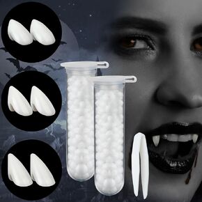 Vampire Fangs 3 Pairs 3 Sizes Teeth with Adhesive Vampire Fangs Fake Teeth Halloween Decorations Party Cosplay Props Werewolf Fangs Vampire Dentures Party Favors Masquerade Accessories Gifts