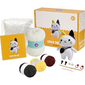 Amigurumi Crochet Kit for Adults - Intermediate DIY Craft Kit with Materials & Instructions - Create Your Own Amigurumi Animal - Perfect Arts and Crafts for Adults (Bear)