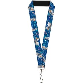 Buckle Down Lanyard-1.0-Frozen Olaf Poses/Snowflakes Blues