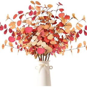 ASTRYAS 6Pcs Artificial Fall Eucalyptus Stems Fall Eucalyptus Leaves Autumn Foam Leaf Branches Fall Decorations for Home Floral Arrangement Autumn Festival Thanksgiving Decor