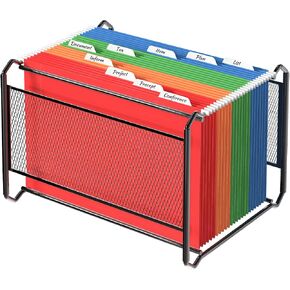 Hanging File Organizer, Mesh File Folder Organizer, Steel Letter Size Hanging File Folder Frames Filing Box for Desk Storage, Desktop File Organizer for Office, Home, School