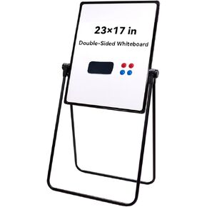 Dry Erase Board with Stand, 23"x17" Double Sided Portable White Board, Height Adjustable Rotating Stand Magnetic Whiteboard for School Classroom Home Office
