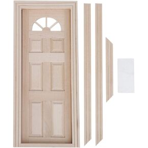 Dollhouse Door, Ouble Window Frame and Door Create a Colorful Life Scene 1/12 Dollhouse Birch Material Mini Furniture for Home for Dollhouse Toy(Six gate)