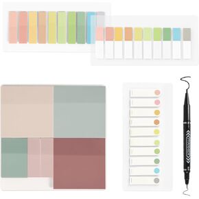 3x3 Inches 900 Sheets Transparent Sticky Notes, Pastel Morandi Page Markers for Annotating Books Bible Journaling Aesthetic School Study Supplies