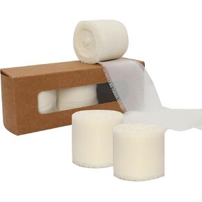 شريط شيفون أبيض كريمي 3 لفات 1.5 بوصة × 7 ياردة شريط حافة متوتر مصنوع يدويًا شريط حرير شيفون للحرف اليدوية وتغليف باقات الزهور وتزيين دعوات الزفاف in Kuwait