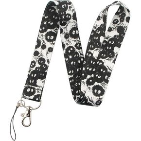 Pinstant Japan Japanese Black Chimney Soot Sprites Spirits Gremlins Dust Bunnies Cartoon Anime Cute Kawaii 17.7" Neck Lanyard Keychain Holder ID Badge Mobile Phone Pin Strap