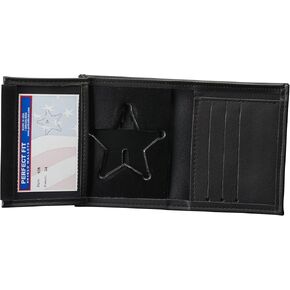 Perfect Fit Shield Wallets Ohio Sheriff 5 Point Star Badge and ID Holder Hidden Badge Wallet Black Leather (cutout 34)