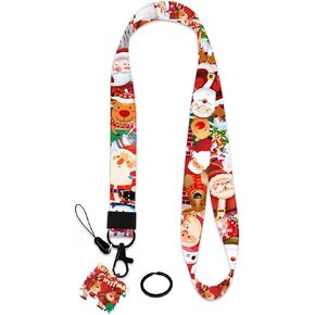 Merry Christmas Lanyards,Santa Claus Lanyards for Keys,Christmas Holiday Badge Holder with Lanyard
