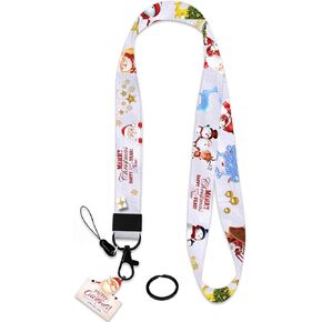 Merry Christmas Lanyards,Santa Claus Lanyards for Keys,Christmas Holiday Badge Holder with Lanyard