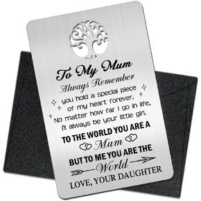 To My Mom You Are Everything to Me Wallet Card, Engraved Metal Wallet Insert Card with Love Quotes from Daughter Son, Christmas Birthday Wedding Mothers Day Thanksgiving Gift for Mom