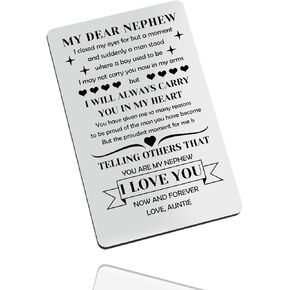 Baipilu Nephew Gifts Nephew Gift from Aunt Nephew Card Gifts for Nephew from Aunt Nephew Birthday Gift to My Favorite Nephew Wallet Card Gift for Nephew Christmas Graduation Wedding Gifts