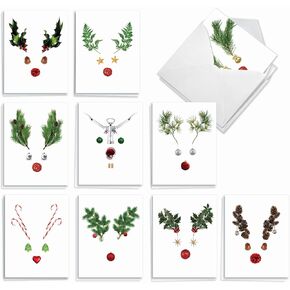 The Best Card Company - Variety Pack of 20 Christmas Greeting Cards with Envelopes, Humor Holiday Assortment for Kids, Men and Women (10 Designs, 2 Each) - Fun Christmas Puns AM5079XSG-B2x10 in Kuwait