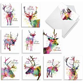 The Best Card Company - Variety Pack of 20 Christmas Greeting Cards with Envelopes, Humor Holiday Assortment for Kids, Men and Women (10 Designs, 2 Each) - Fun Christmas Puns AM5079XSG-B2x10