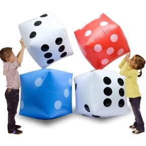 Inflatable Dice 13 Inch Jumbo 4-Piece Multicolor Novelty Giant Blow up Large Inflatable Big Dice for Party Game Pool Party Board Game Christmas Party New Year eve Party Birthday Party
