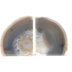 DesertUSA Agate Bookend with Rubber Bumpers Plus Includes Bonus Geode Keychain (3.5 - 6 lb, Blue)
