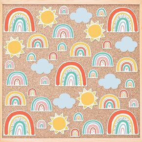 Big Dot of Happiness Retro Pastel - ديكورات الفصول الدراسية التي يمكنك صنعها بنفسك - قصاصات لوحة الإعلانات - مجموعة من 40 قطعة