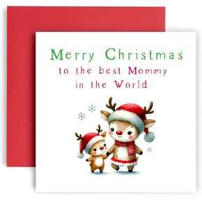 Huxters 1st Christmas Card for Mommy Reindeer First Christmas - Baby First Family Christmas Card - 14.8cm (Mommy)