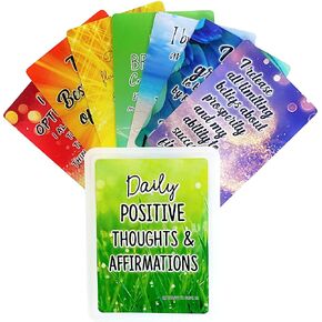 Positive Affirmation Cards - 54 Affirmations, 150+ Inspirational Questions - Beautifully designed with Storage Case, Daily Self Care Kit & Mindfulness Gift for Kids, Teens, Men & Women