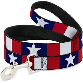 Dog Leash Stars Stripes Ribbon Red Blue White 6 Feet Long 1.0 Inch Wide