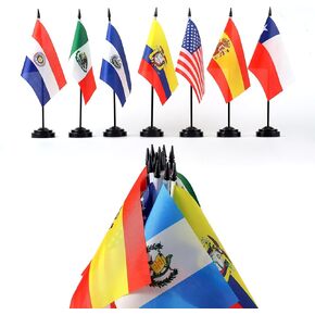 21 Country Desk Flags - Latin America Office Table Flags With Stand Base