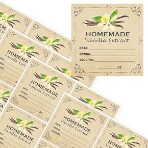 Vanilla Extract Labels Homemade Vanilla Stickers for Handcrafted Vanilla Bottles,Christmas Gift,Kitchen Pantry,Jar,Organization 40pcs (2 inch)