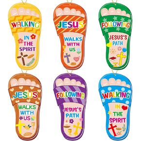 Fancy Land Jesus Walks with Us Sandal Craft Kit Christian Sunday School Crafts for Kids Preschool Activities 30 Sets
