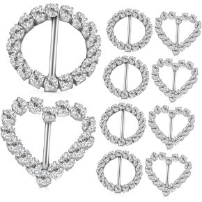 COHEALI 10 Pcs Rhinestone Buckle Crystal Rhinestones Shiny Rhinestone Buckle Ribbon Buckles Buckle Slider Shoe Buckle Metal Fastener for Wedding Invitation Rhinestone Ribbon Buckle Oval
