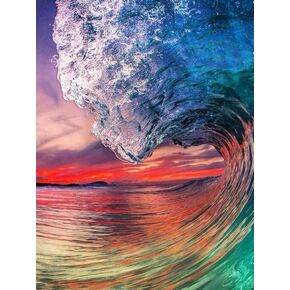 Generic Rainbow-Colored Wave Diamond Art Kits for Adults，Full Drill Diamond Dots Paintings for Beginners, Round 5D Paint with Diamonds Pictures Gem Art Painting Kits DIY Crafts Kits 12x16inch