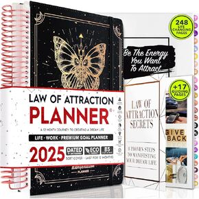Manifestation Journal – Hourly, Weekly & Monthly Planner | 12-Month to Increase Productivity, Life Organizer & Goal Planner | Spiral Journal, Habit Tracker, Foldable Vision Board, Gift Box & Stickers