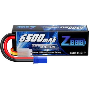 Zeee 4S Lipo Battery 14.8V 6500mAh 80C Hard Case with EC5 Connector Compatible with RC 1/8 1/10 Scale Vehicles Car Trucks Boats Tank Truck RC Car