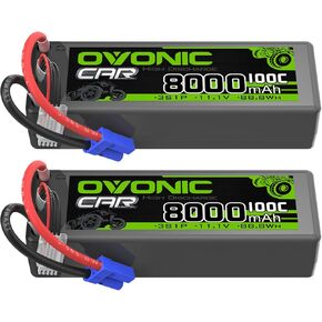 OVONIC 3S lipo Battery 100C 8000mAh Lipo with EC5 Connector(2 Pack)