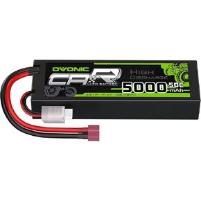 OVONIC 7.4V Lipo Battery 5000mAh 50C 2S Lipo Battery Pack HardCase with Deans T Plug for RC Car Bigfoot Arrma Axial Losi Slash Buggy and Monster Truck