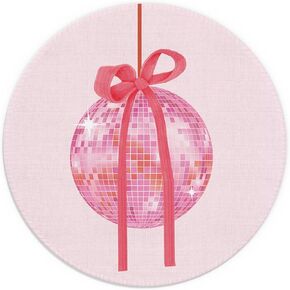 Pink Preppy Disco Ball Mouse Pad, Coquette Hot Pink Bow Disco Ball Small Round Mouse Pads for Desk, Girly Mouse Pad, Girly Desk Accessories, Pink Office Supplies and Accessories, 7.9x7.9 Inches