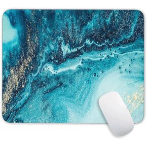 Dark Blue Marbling Rectangle Mouse Pad, Natural Plants Gaming Mouse Mat for Design, Non-Slip Rubber Base Mousepad, Waterproof Office Mouse Pads