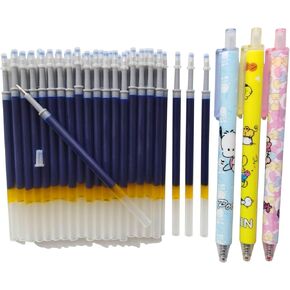 Black Gel Pen Refills 0.5 mm,40 Pcs Pen Replacement Refills,Used for Click Pens With Spring,Gel Ink Pen Refills Compatible Size 4.33 inche,Send 3 Pcs Pens,Smooth Writing.(Black 40)
