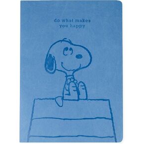 Graphique Large Vegan Leather Journal, Snoopy Happy– 7" x 9.5", 192 Lined Pages, Snoopy and The Quote “Do What Makes You Happy" on the Cover – Perfect for Taking Notes, Lists and More